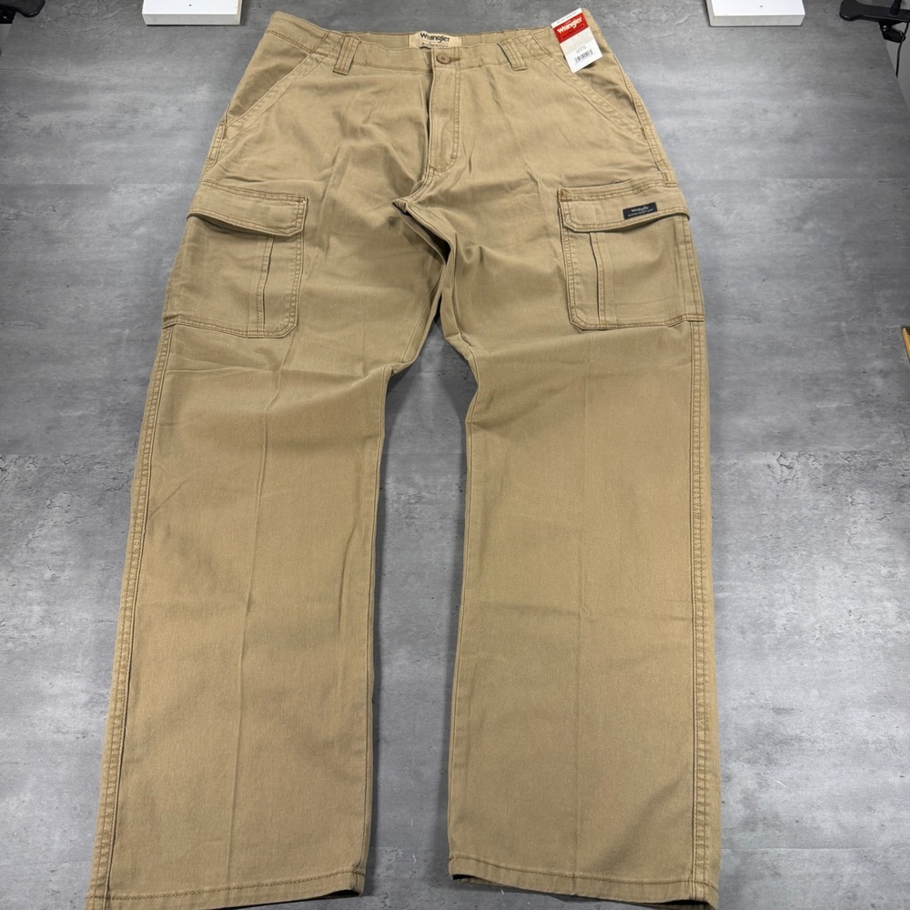 Wrangler Cargo Pants Mens 36x32 Authentics Khaki Stretch Straight Leg NEW $45